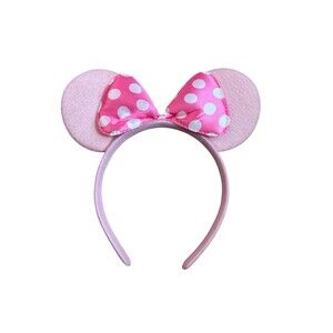 Pink Fuchsia Minnie Mouse Ears Headband Costume Polka Dot Felt One Size OS